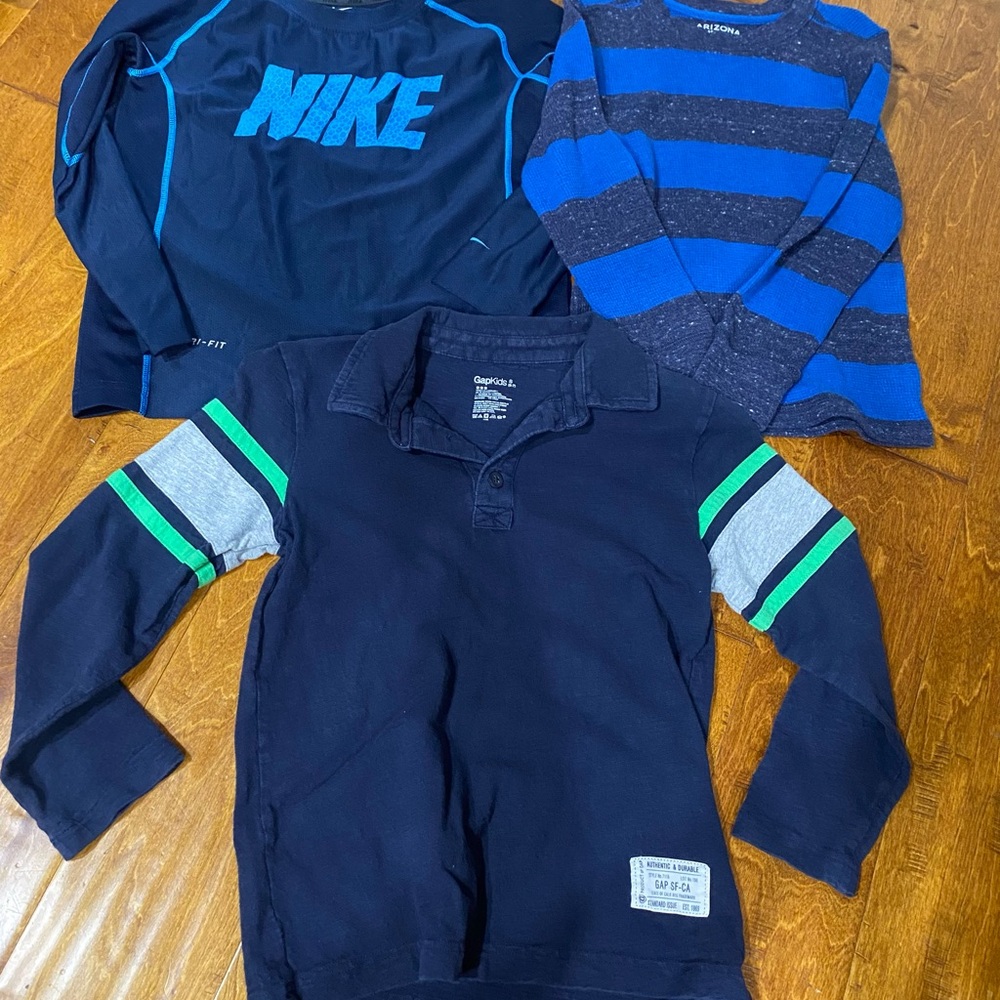 Bundle of 3 Nike, GAP Kids and Arizona Navy Blue and Green 6-7 Long Sleeve Shirt